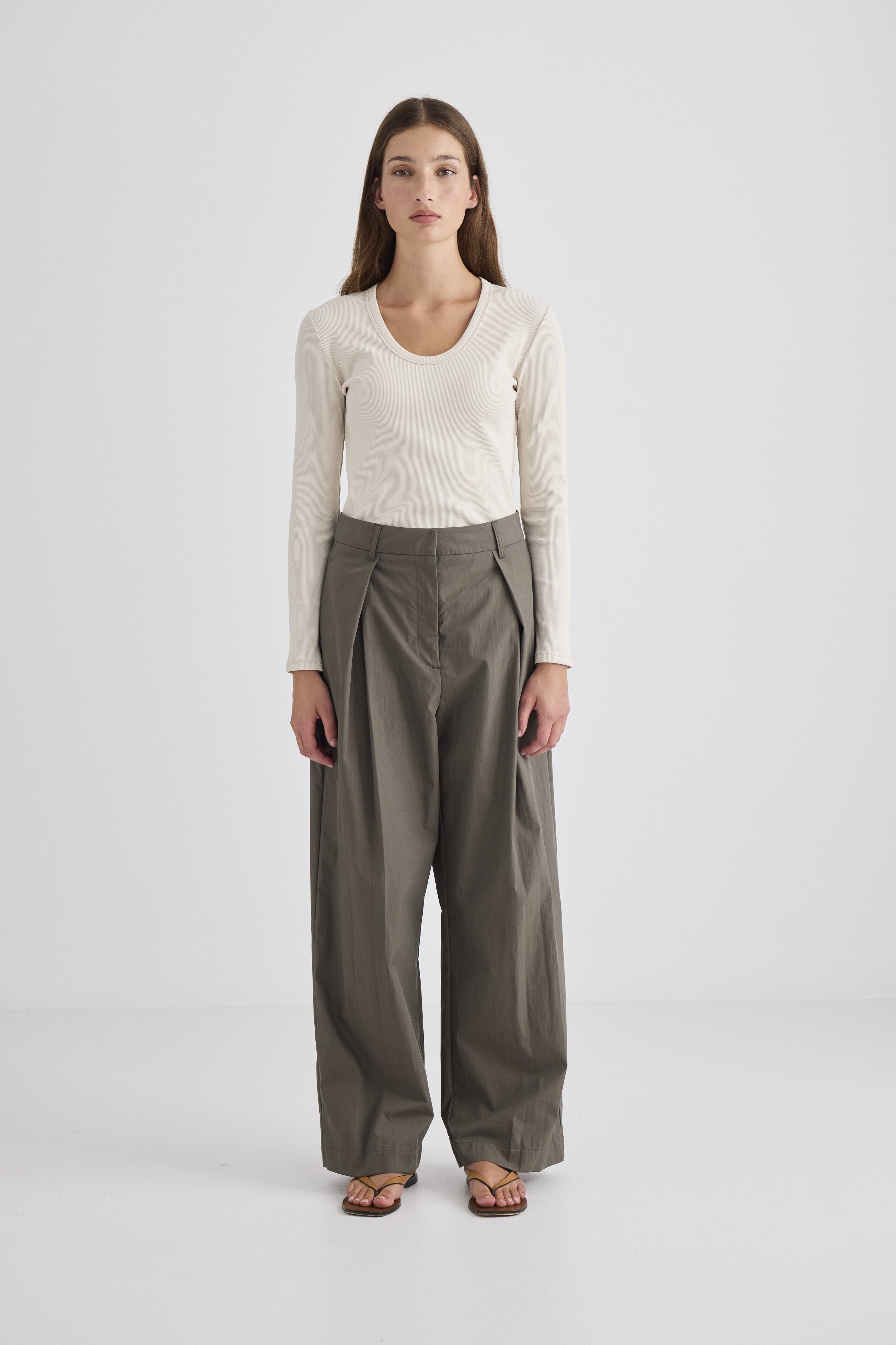 Light Gray Sofia Pleat Trouser
