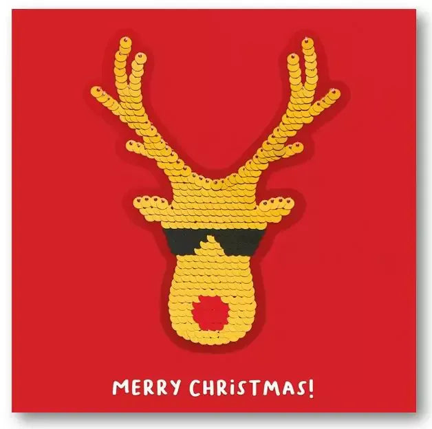 Rudolph - Christmas Sequin Patch Card – Hedgerow Limited