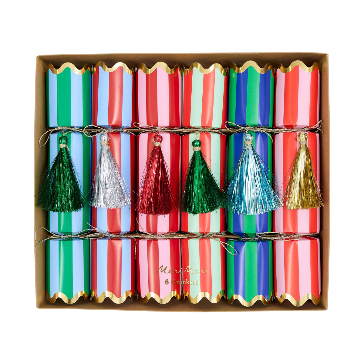Pink Striped Tassel Crackers