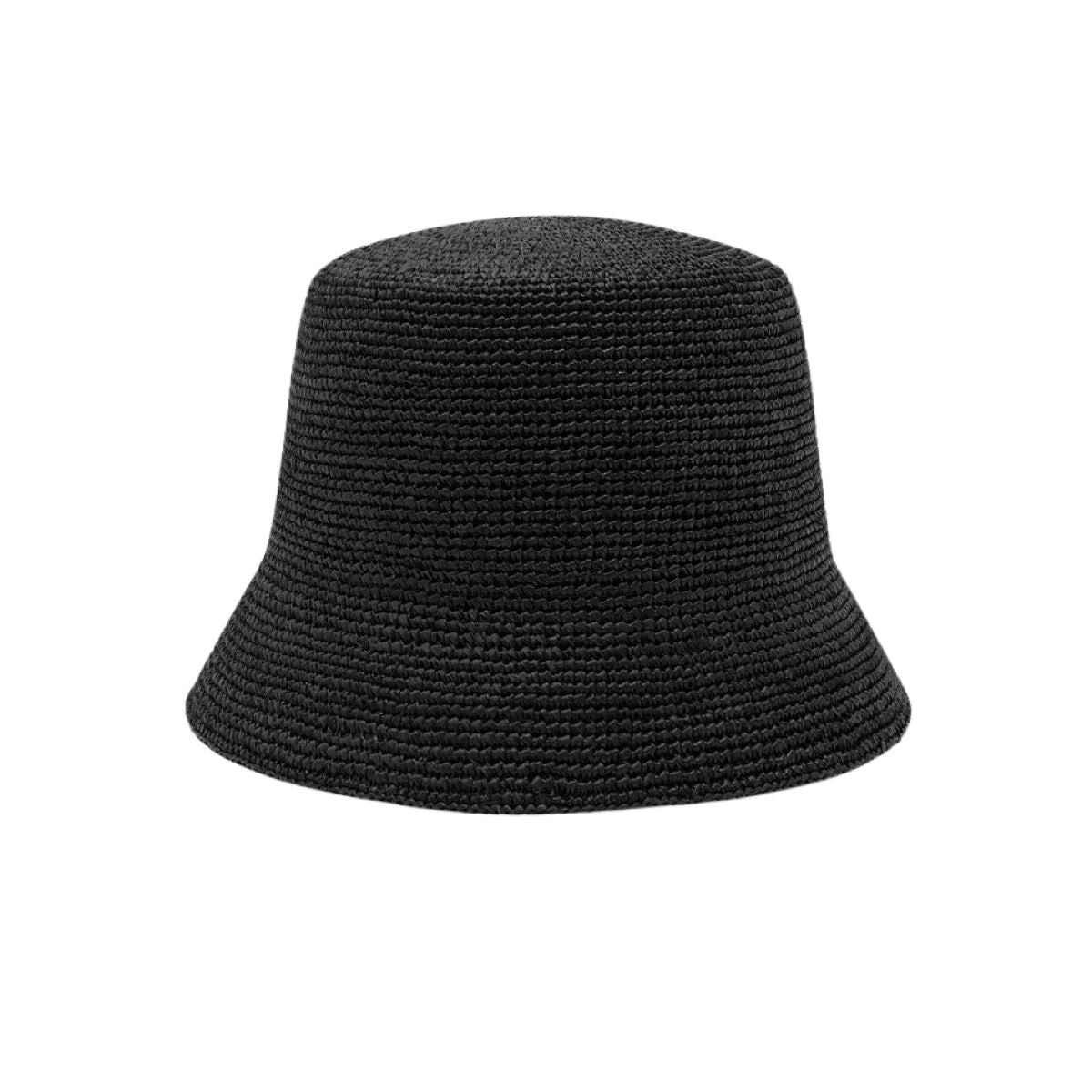 Black Raffia Short Brim Bucket Hat