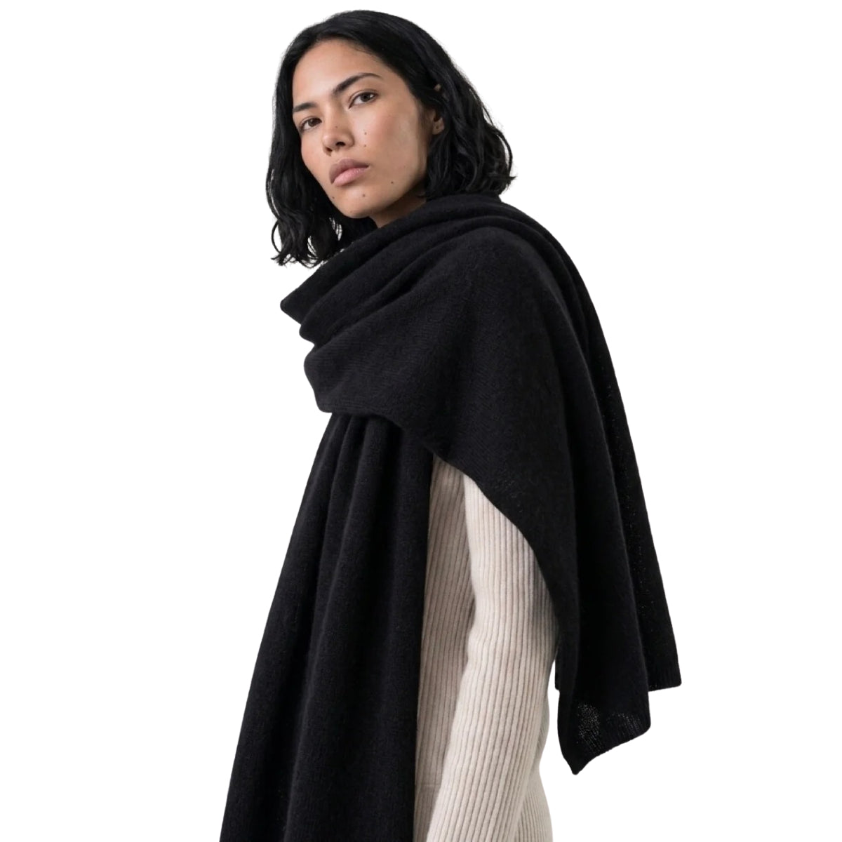 White Smoke Cashmere Fine Knit Travel Wrap