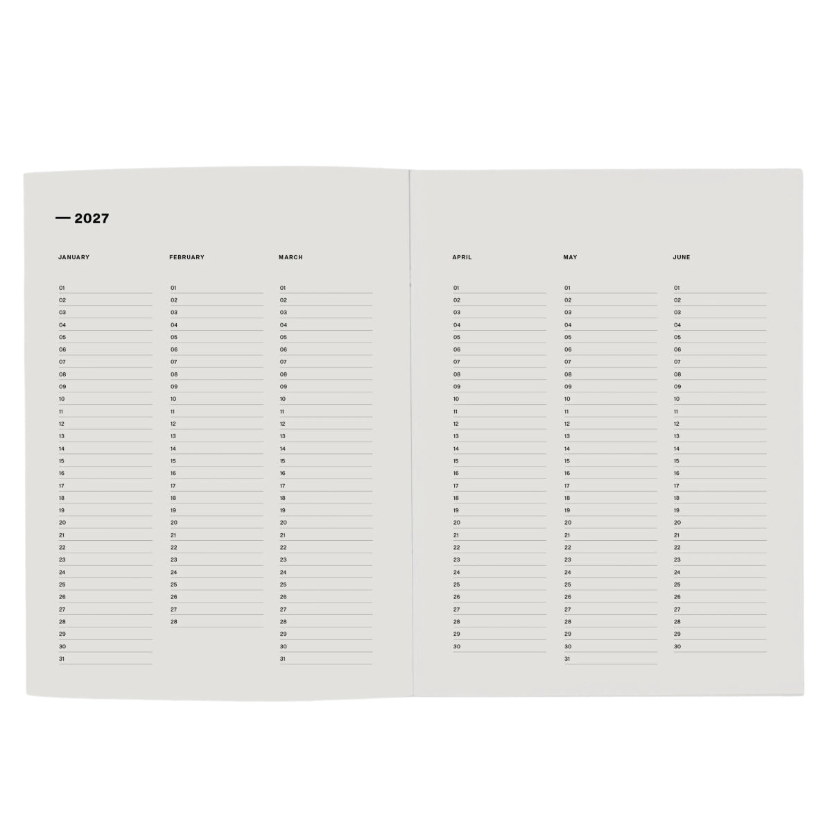 Light Gray 2027 Lettuce Minimal Typographic Diary