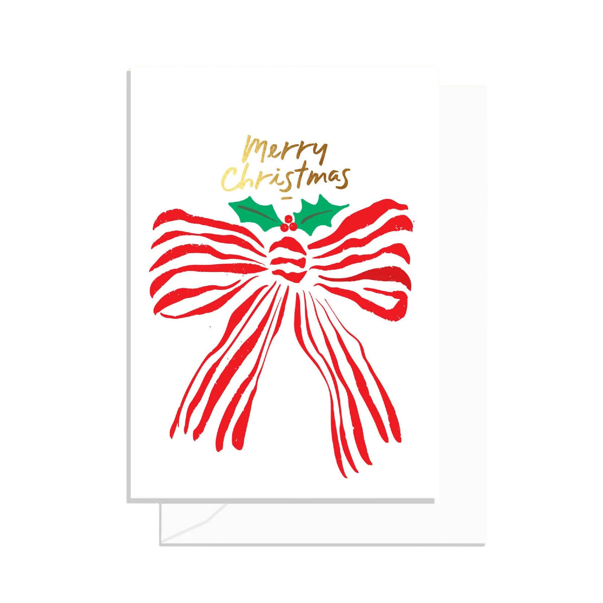 White Smoke Merry Christmas Stripe Bow
