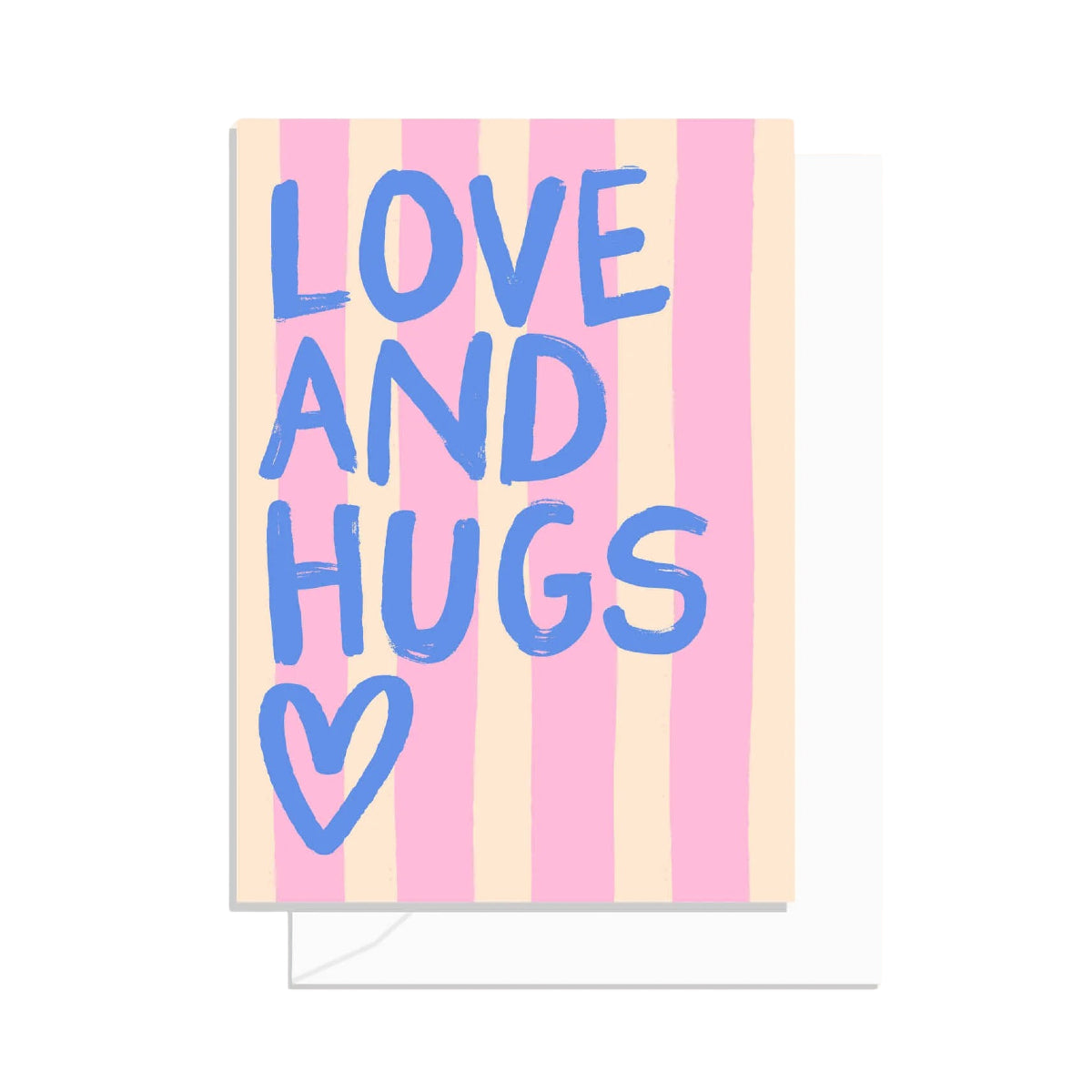White Smoke Brushy Love and Hugs Stripe Card