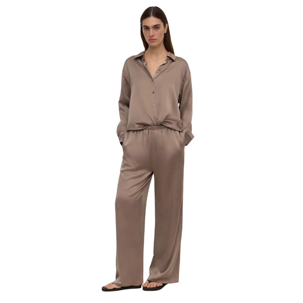 White Smoke Pippa Silk Long Sleeve Shirt