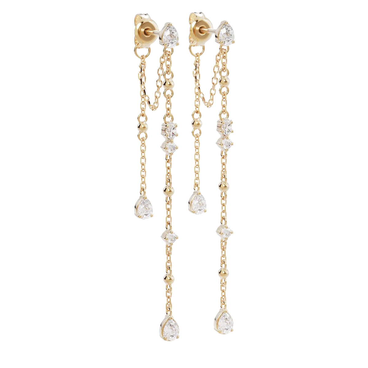 White Smoke Cosmic Whisper Chain Earrings
