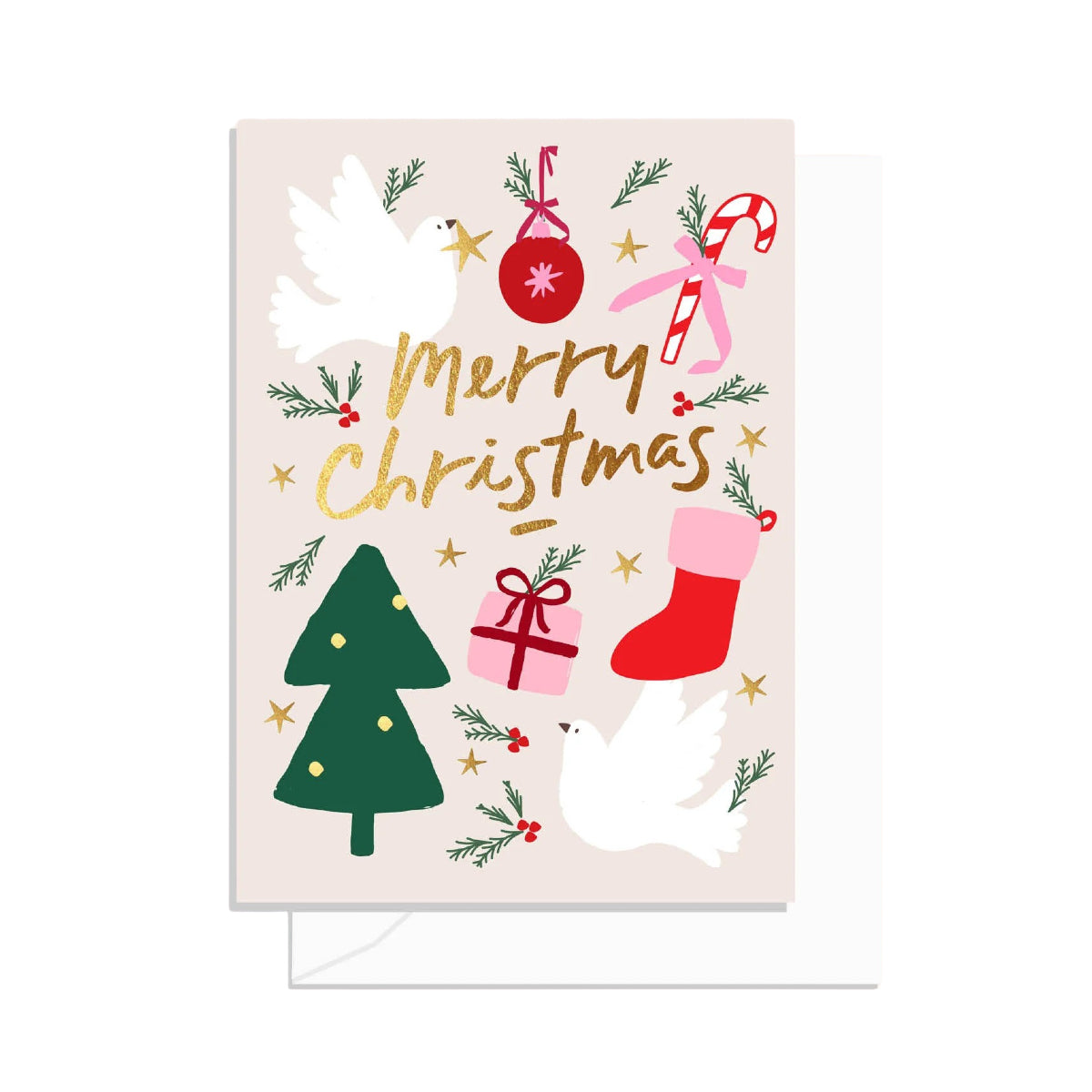 White Smoke Merry Christmas Motif Natural