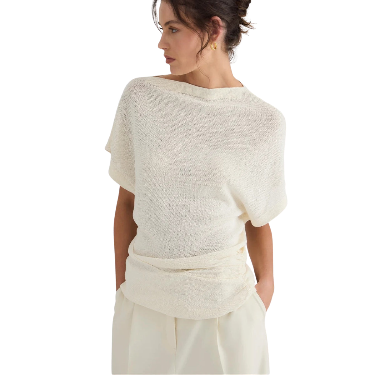 White Smoke Luna Boat Neck Knit