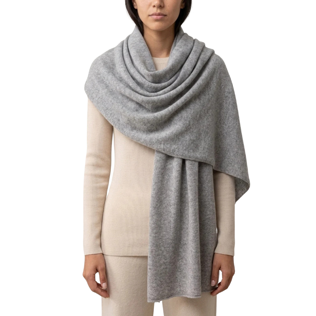 White Smoke Cashmere Fine Knit Travel Wrap