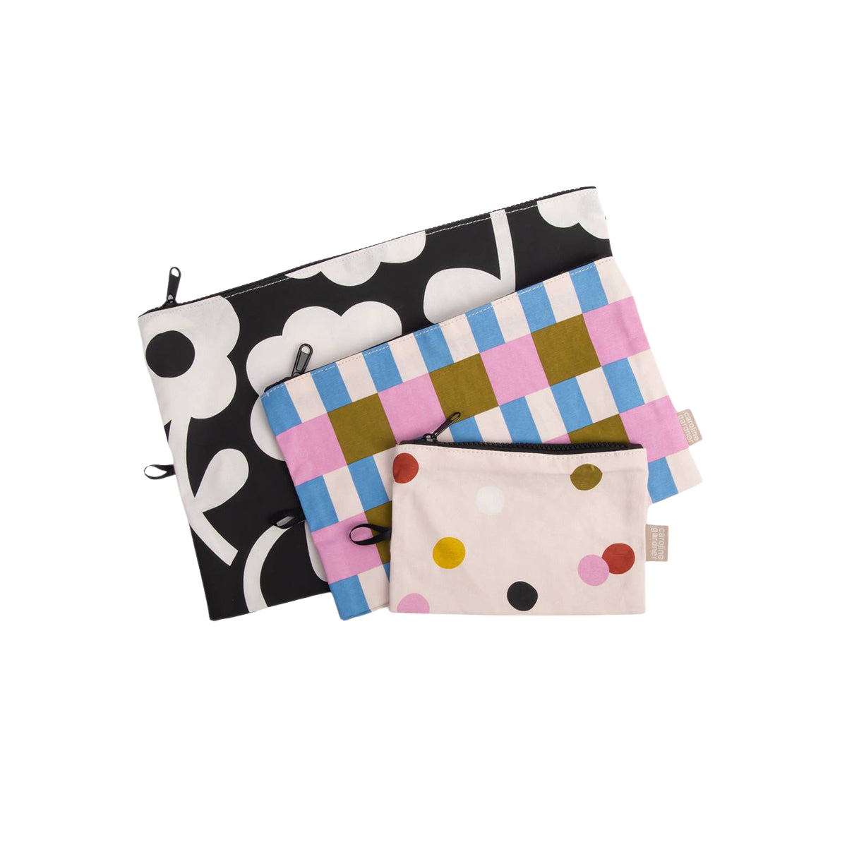 White Smoke Set Of 3 Travel Pouches