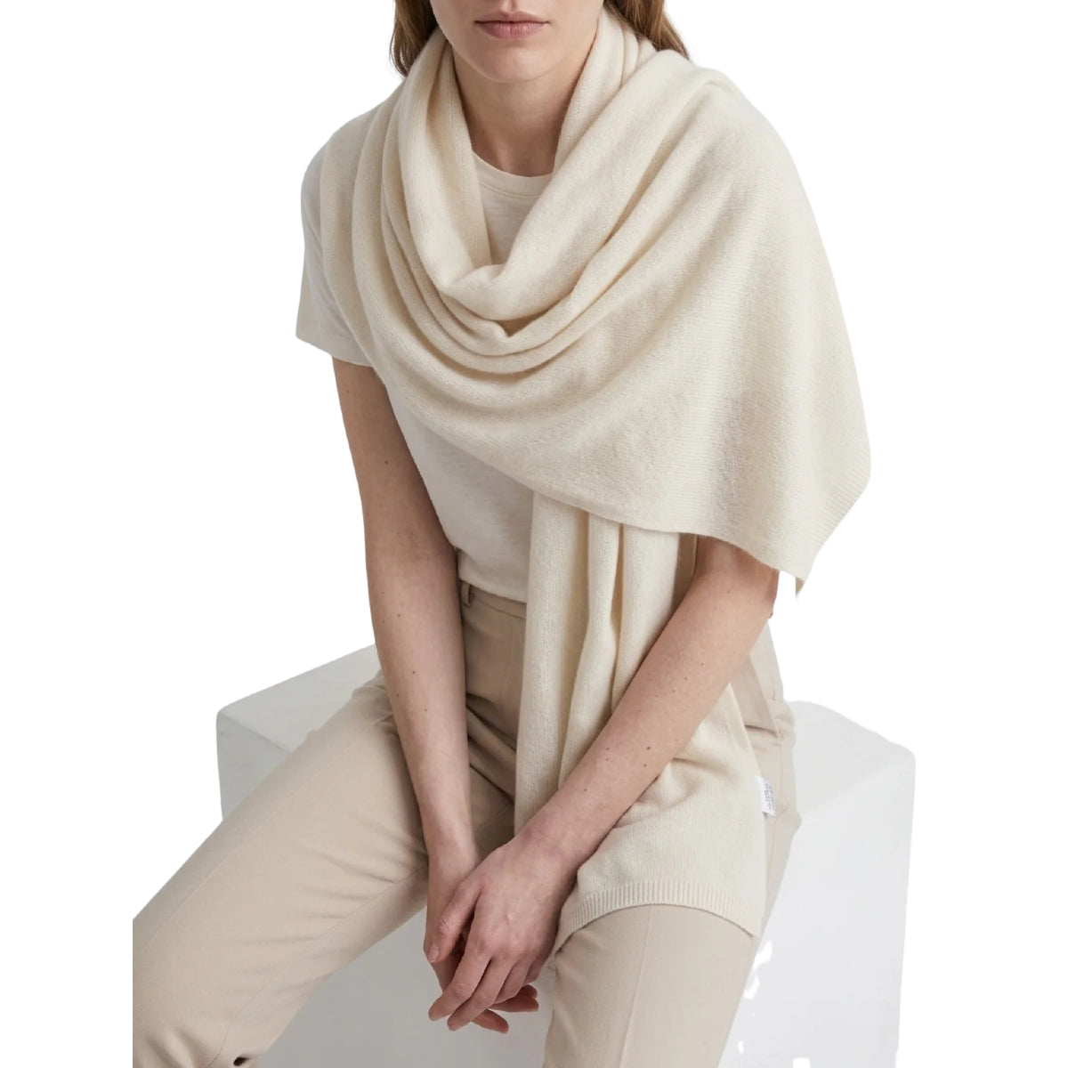 White Smoke Cashmere Fine Knit Travel Wrap