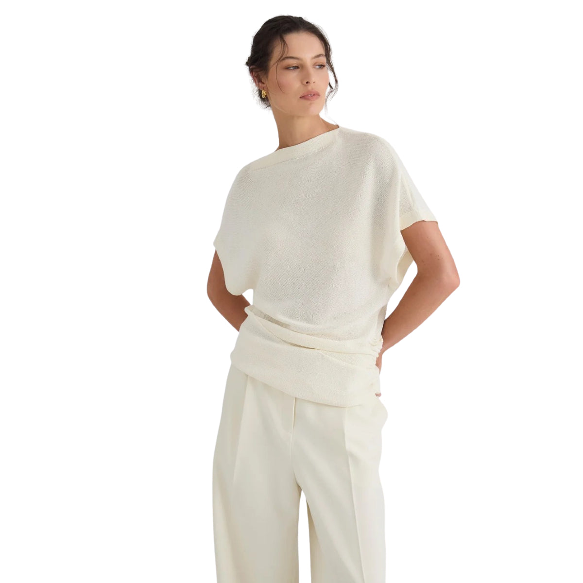 White Smoke Luna Boat Neck Knit