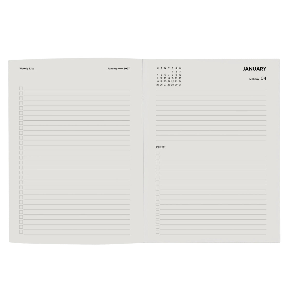 Light Gray 2027 Lettuce Minimal Typographic Diary