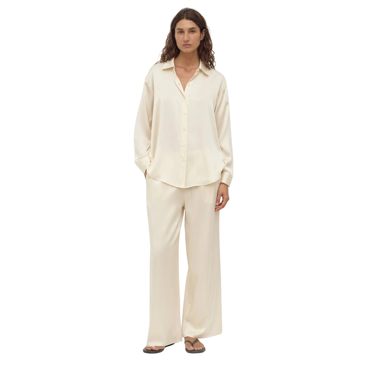 White Smoke Pippa Silk Long Sleeve Shirt