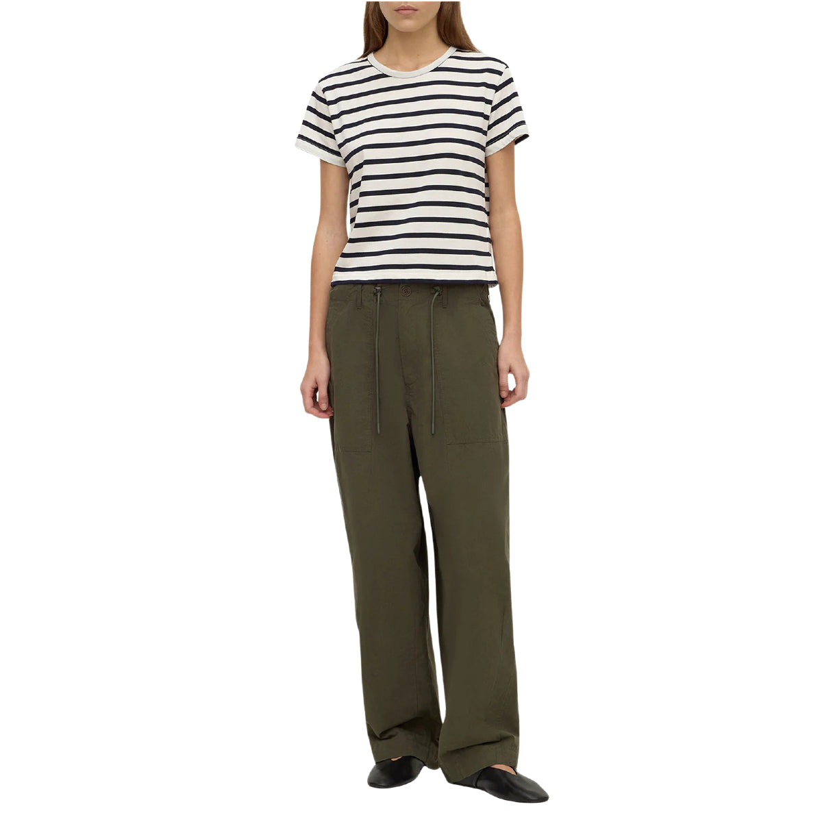 White Smoke Mollie Stripe Short Sleeve Tee