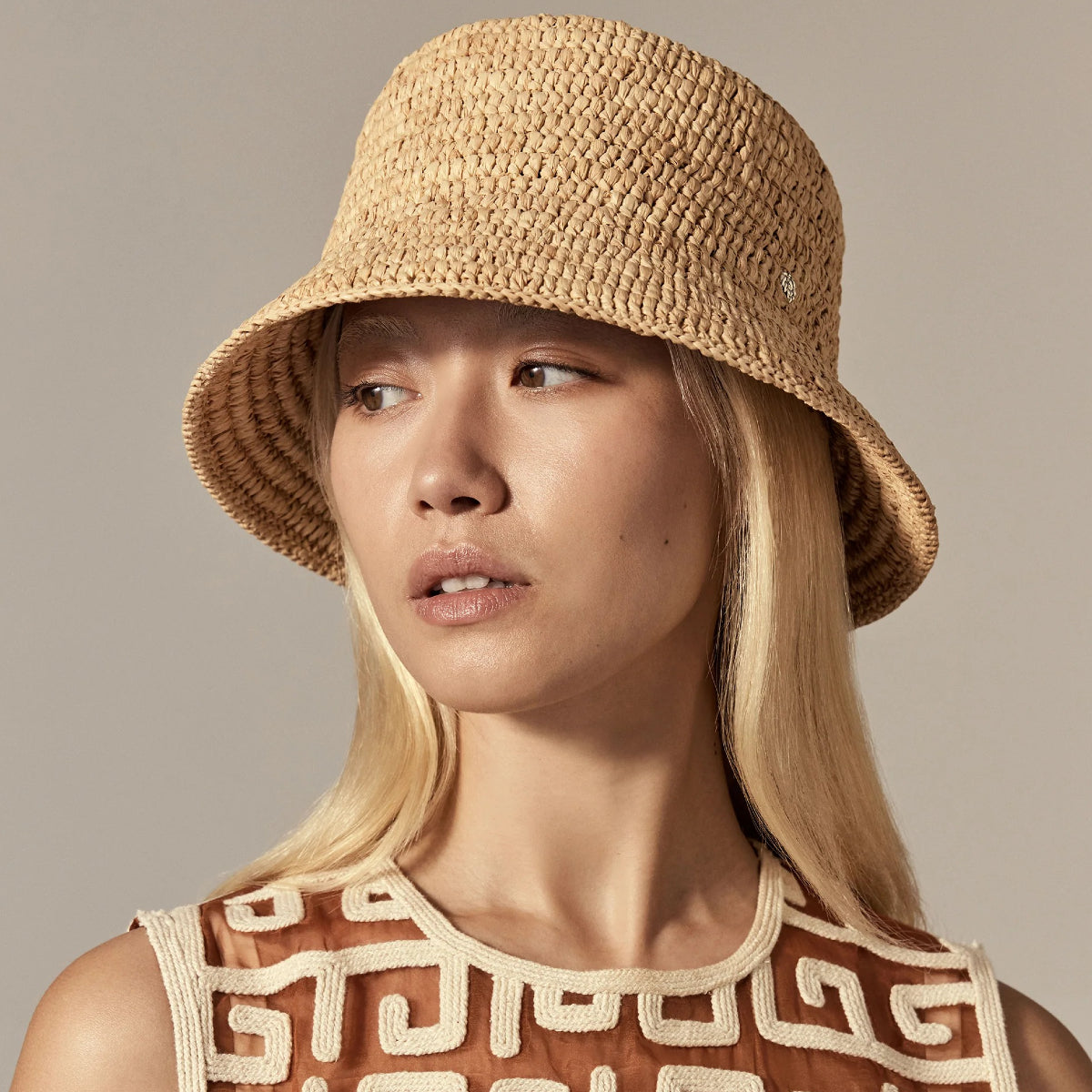 Dark Gray Chaturi Raffia Crochet Bucket
