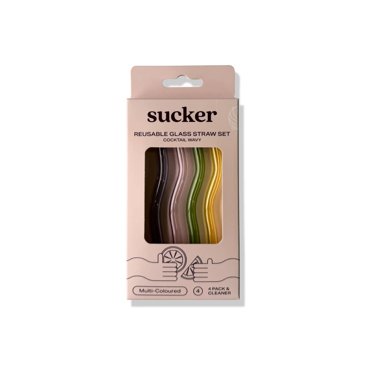 Tan Cocktail Wavy Glass Straw Set