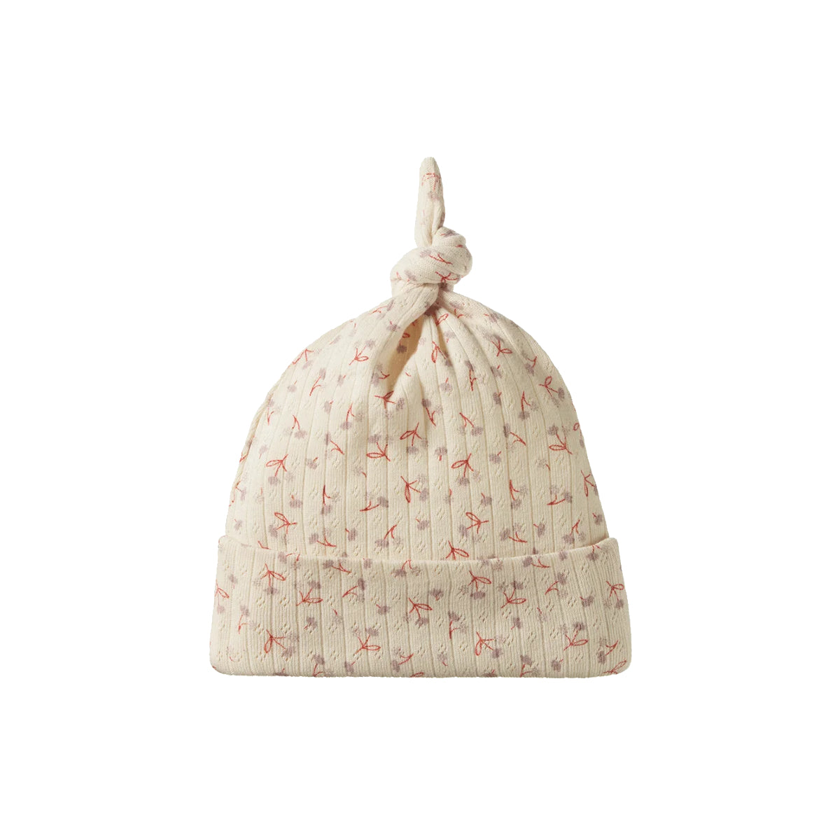 White Smoke Cotton Knotted Pointelle Beanie