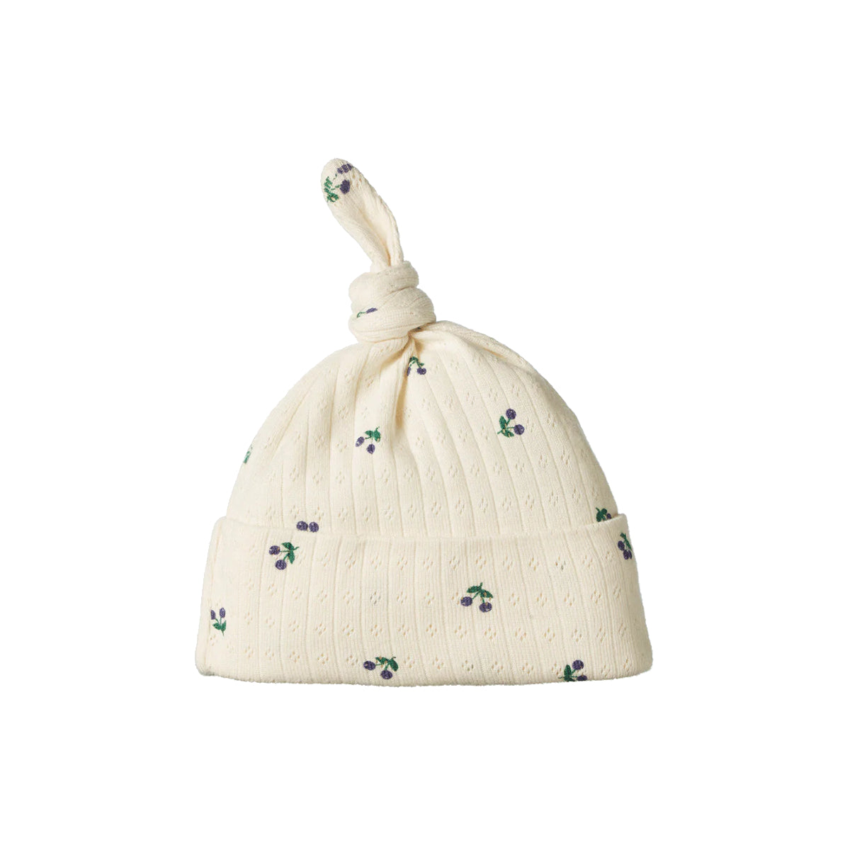 White Smoke Cotton Knotted Pointelle Beanie
