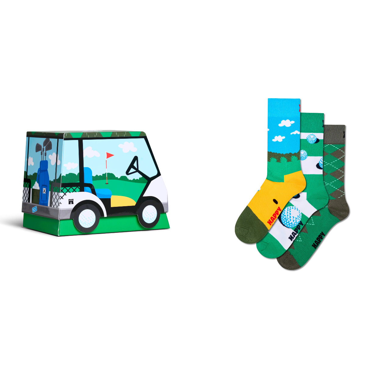 White Smoke 3 Pack Golf Socks Gift Set