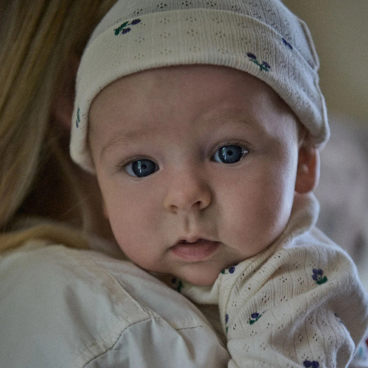 Dim Gray Cotton Knotted Pointelle Beanie