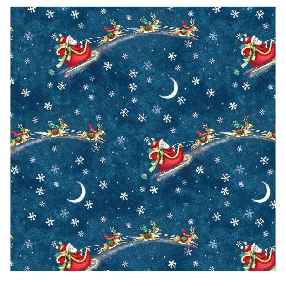 Dark Slate Gray Santa Over the Rooftops - Christmas Tissue Wrap