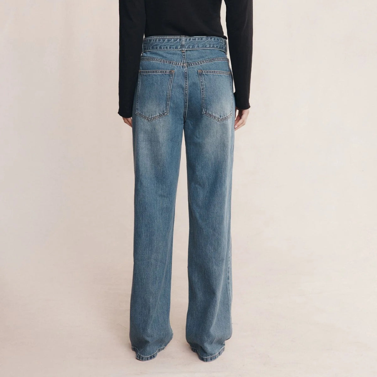 Dim Gray Belted Wide Leg Jean