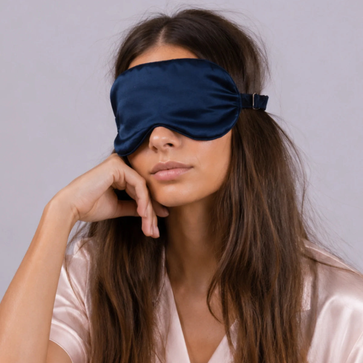 Gray Silk Magnolia Eye Mask
