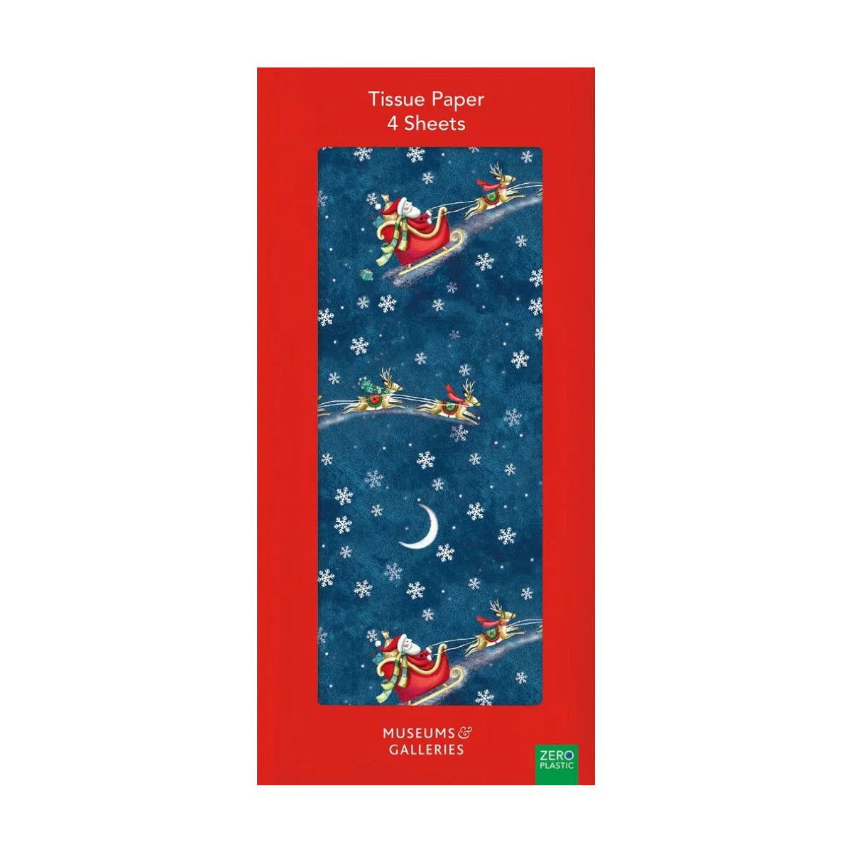 Firebrick Santa Over the Rooftops - Christmas Tissue Wrap