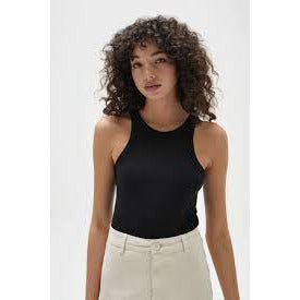 Shop Sophie Organic Cotton Ribbed Tank in Black